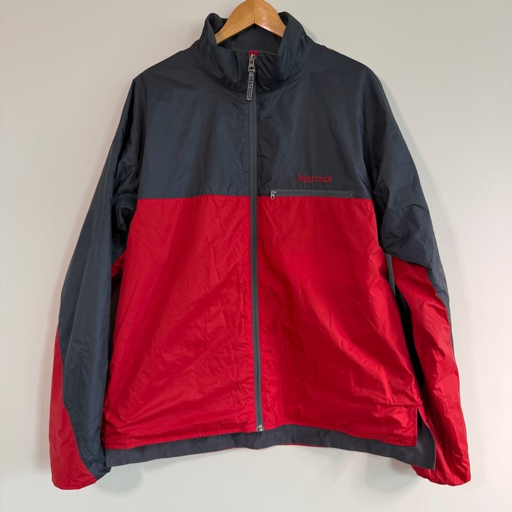 Marmot Men’s Red Grey Lightweight Lined Windbreaker Jacket Men’s Size XL